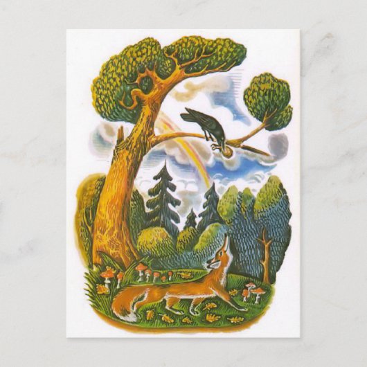 ヴィンテージロシアのイラスト、イソップ寓話10 ポストカード (正面)