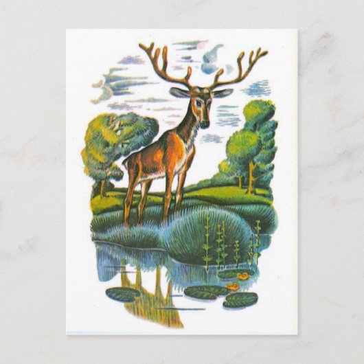 ヴィンテージロシアのイラスト、イソップ寓話4 ポストカード (正面)