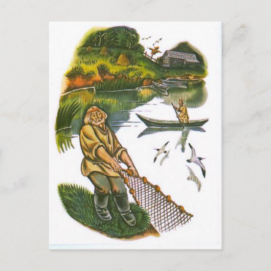 ヴィンテージロシアのイラスト、イソップ寓話8 ポストカード (正面)