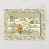 ヴィンテージロシアのクリスマス、そりを持つ女の子 シーズンポストカード (正面)