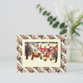 ヴィンテージロシアのクリスマス、サンタと子供 シーズンポストカード (スタンド正面)