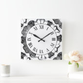 ヴィンテージロシアのバラモチーフウォールクロック スクエア壁時計 (ホーム)