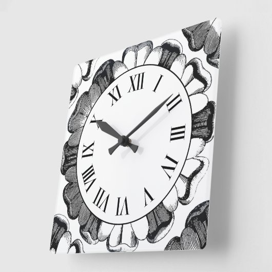 ヴィンテージロシアのバラモチーフウォールクロック スクエア壁時計 (傾斜)