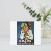 ヴィンテージロシアのポスター「Чудак из 5 Б」 ポストカード (スタンド正面)