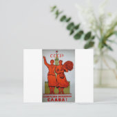 ヴィンテージロシアのポスター「ソ連女性」 ポストカード (スタンド正面)