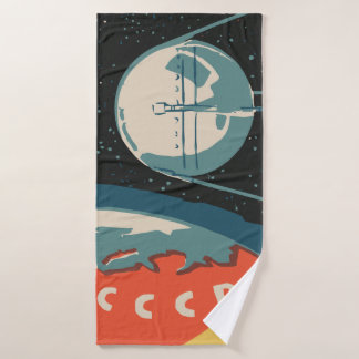ヴィンテージロシアのマッチボックス広告（CCCPロケット打ち上げ） バスタオル