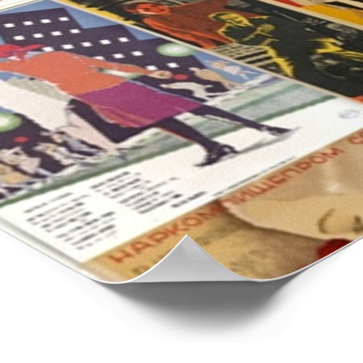 ヴィンテージロシアのレトロ映画コラージュ ポスター (角)