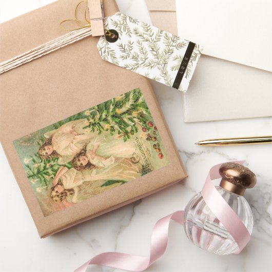 ヴィンテージロシアの天使 長方形シール (ギフト)