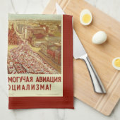 ヴィンテージロシアの航空名前をカスタムするハンドタオル キッチンタオル (四つ折り)