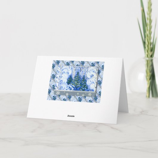 ヴィンテージロシアの・クリスマス、森の木々 シーズンカード (裏面)