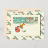 ヴィンテージロシアの、サンタと望遠鏡 シーズンポストカード (正面/裏面)