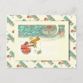 ヴィンテージロシアの、サンタと望遠鏡 シーズンポストカード (正面)