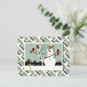 ヴィンテージロシアの、雪だるま、ロビンス シーズンポストカード (スタンド正面)