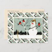 ヴィンテージロシアの、雪だるま、ロビンス シーズンポストカード (正面/裏面)