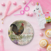 ヴィンテージロスタフランスのーコラージファームペット ペーパープレート (パーティー)