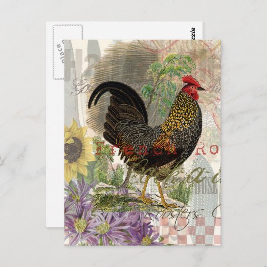 ヴィンテージロスタフランスのーコラージファームペット ポストカード (正面/裏面)