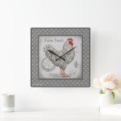 ヴィンテージロスターの壁掛け時計グレー&クリーム スクエア壁時計 (ホーム)