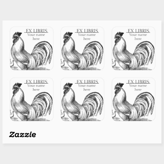 ヴィンテージロスターイラストレーション蔵書票 スクエアシール (シート)