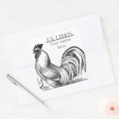 ヴィンテージロスターイラストレーション蔵書票 スクエアシール (封筒)