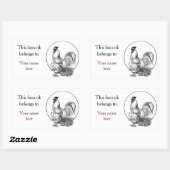 ヴィンテージロスターイラストレーション蔵書票 長方形シール (シート)