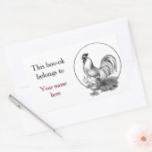 ヴィンテージロスターイラストレーション蔵書票 長方形シール (封筒)