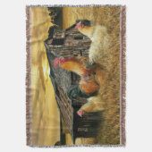 ヴィンテージロスターヘンズバ素朴ンクープ スローブランケット (正面縦)