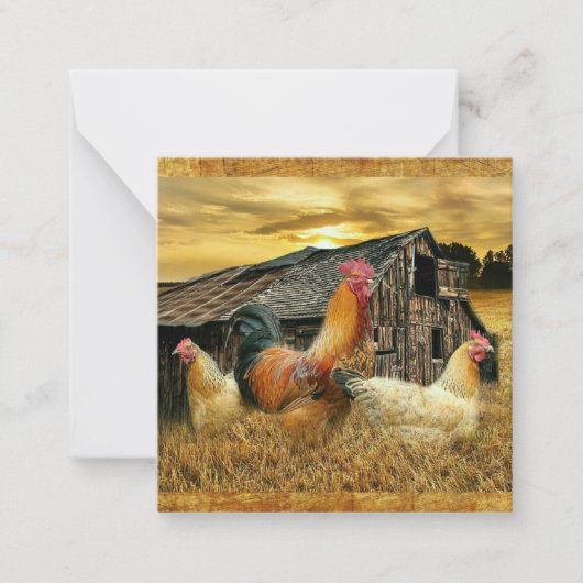 ヴィンテージロスターヘンズバ素朴ンクープ ノートカード (正面)