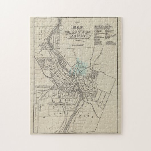 ヴィンテージロチェスターNYの地図(1838) ジグソーパズル (縦)