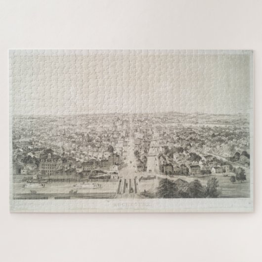 ヴィンテージロチェスターNYの絵図(1854) ジグソーパズル (横)