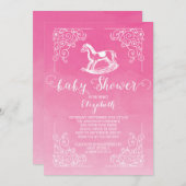 ヴィンテージロッキングウマ女子ベビーシャワー招待状 招待状 (正面/裏面)