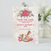 ヴィンテージロッキングホースのクリスマスを保存 招待状 (スタンド正面)