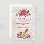 ヴィンテージロッキングホースのクリスマスを保存 招待状 (正面/裏面)