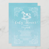 ヴィンテージロッキングホースボーイズ赤ちゃんシャワー招待状 招待状 (正面/裏面)