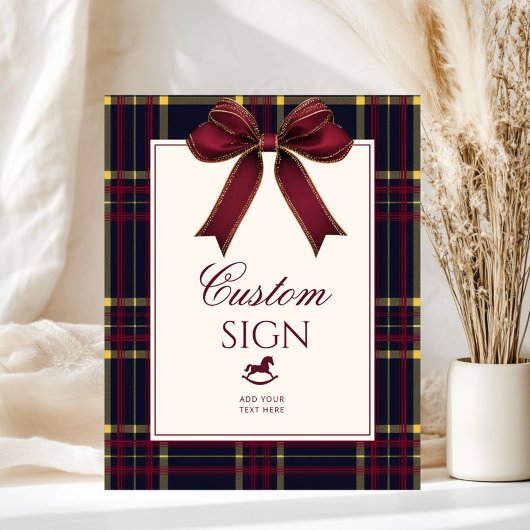 ヴィンテージロッキングホースワインレッドプレイドカスタム ポスター