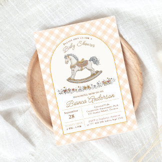 ヴィンテージロッキングホース赤ちゃんシャワー招待状 招待状