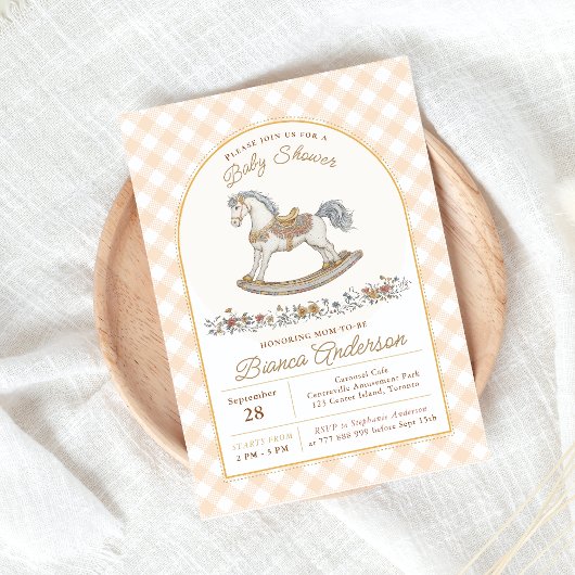 ヴィンテージロッキングホース赤ちゃんシャワー招待状 招待状