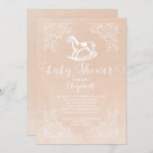 ヴィンテージロッキングホース赤ちゃんシャワー招待状 招待状 (正面/裏面)