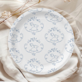 ヴィンテージロッキングホースToile de Jouy赤ちゃんシャワー ペーパープレート