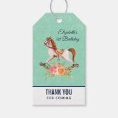 ヴィンテージロッキング馬とフローラブーケ誕生日 ギフトタグ (正面)