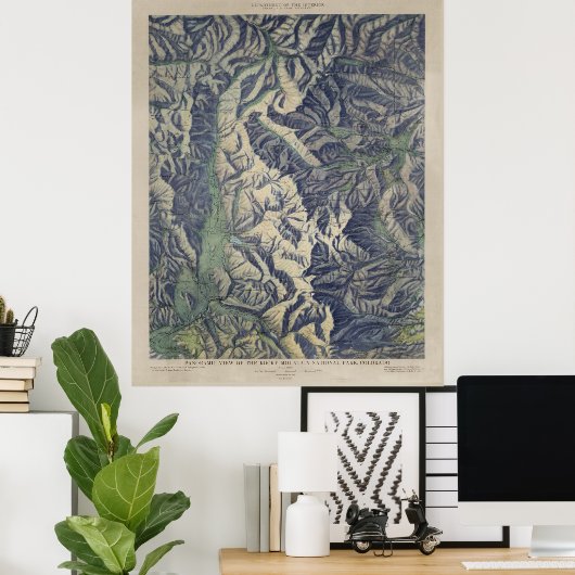 ヴィンテージロッキー山脈国立公園の地図(1915) ポスター (ホームオフィス)