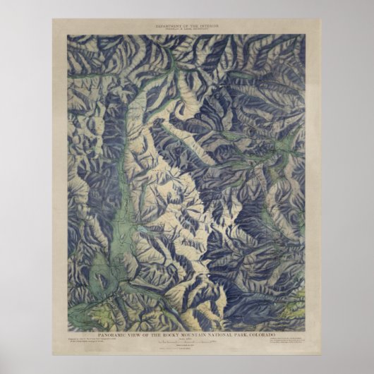 ヴィンテージロッキー山脈国立公園の地図(1915) ポスター (正面)