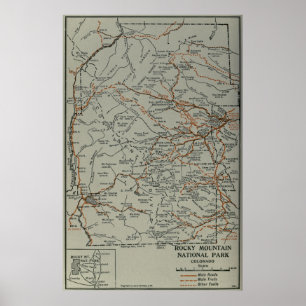 ヴィンテージロッキー山脈国立公園の地図(1919) ポスター