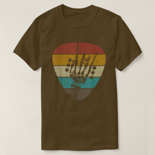 ヴィンテージロックアンドロールのスケルトンギター音楽愛好家 Tシャツ (デザイン正面)