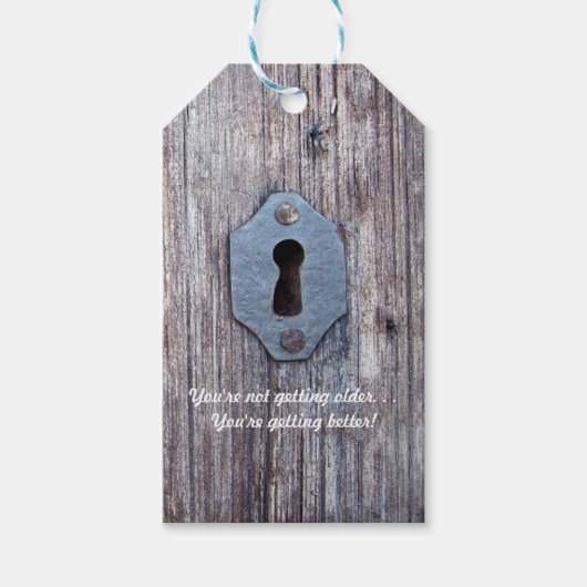 ヴィンテージロックオン動揺してウッドドアギフトラベル ギフトタグ (正面)