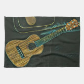 ヴィンテージロックギタープレイヤーアートワーク キッチンタオル (横)