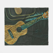 ヴィンテージロックギタープレイヤーアートワーク フリースブランケット (正面(横))