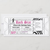 ヴィンテージロックスターガールズパーティーチケット招待状 招待状 (正面)