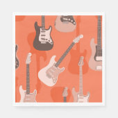 ヴィンテージロックスターギタリストオレンジの誕生日パーティー スタンダードランチョンナプキン (正面)