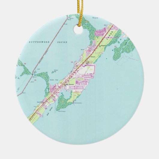 ヴィンテージロックハーバーフロリダの地図（1947年） セラミックオーナメント (正面)