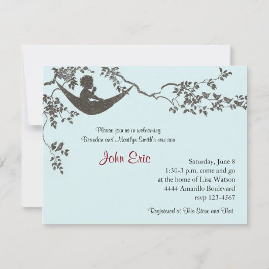 ヴィンテージロックバイ赤ちゃんシャワー招待状 招待状 (裏面)